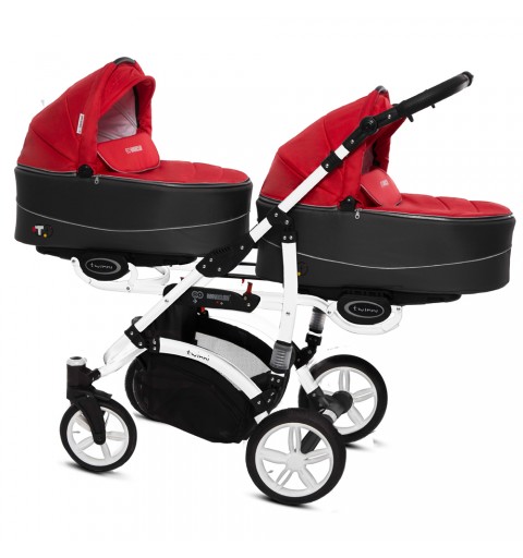 Babyactive Twinni White - wózek wielofunkcyjny, zestaw 2w1 z opcją 3w1 i 4w1 | 08 Rosso
